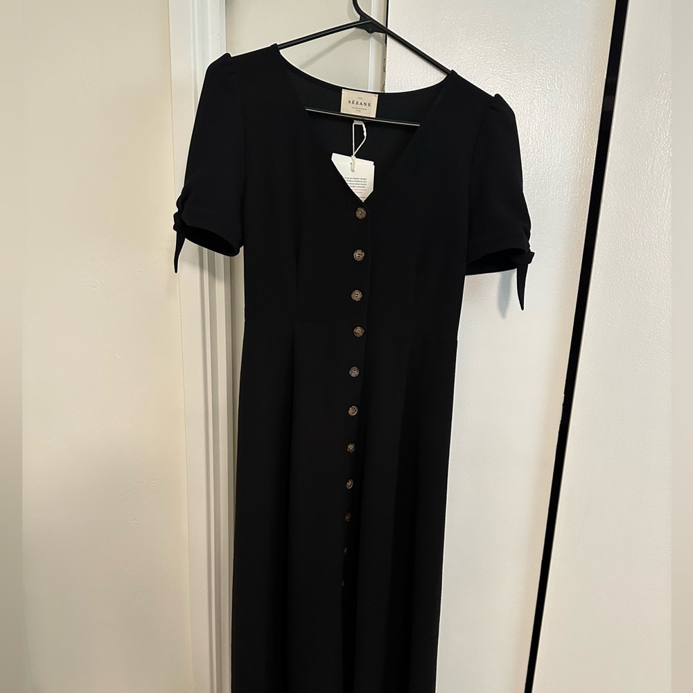 Sezane black midi dress
